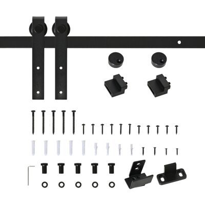 HOMCOM 200 CM Rail porte coulissante quincaillerie de rail pour porte de grange simple en acier acier au carbone - Publicité HOMCOM 200 CM Rail porte coulissante quincaillerie de rail pour porte de grange simple en acier acier au carbone - Publicité