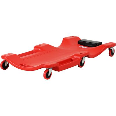 DURHAND Chariot de Mécanicien avec Repose-Tête Rembourré et 2 Plateaux Latéraux en Plastique Rouge, 100x48x12 cm - Publicité DURHAND Chariot de Mécanicien avec Repose-Tête Rembourré et 2 Plateaux Latéraux en Plastique Rouge, 100x48x12 cm - Publicité