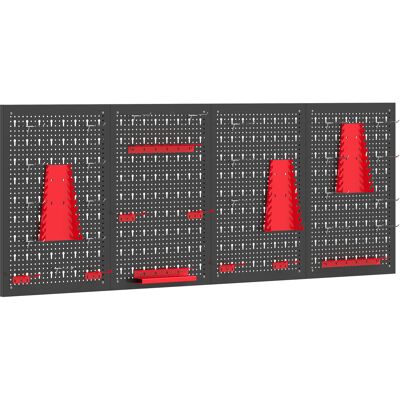 HOMCOM panneau perforé mural 600 x 400 mm, organiseur garage en acier avec 4 panneaux perforés, noir et rouge - Publicité HOMCOM panneau perforé mural 600 x 400 mm, organiseur garage en acier avec 4 panneaux perforés, noir et rouge - Publicité