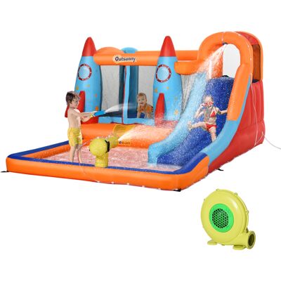 Château gonflable Outsunny avec toboggan pour 4 enfants - Château avec souffleur - Publicité Château gonflable Outsunny avec toboggan pour 4 enfants - Château avec souffleur - Publicité