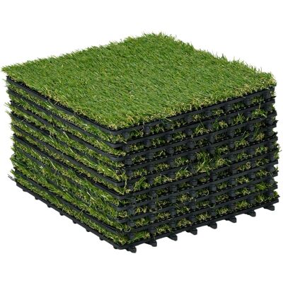 Outsunny Gazon synthétique Artificiel Set de 10 Dalles Carreaux 30 x 30 cm épaisseur Confort 3,5 cm à emboîter Vert - Publicité Outsunny Gazon synthétique Artificiel Set de 10 Dalles Carreaux 30 x 30 cm épaisseur Confort 3,5 cm à emboîter Vert - Publicité