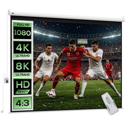HOMCOM Ecran Projection Motorisé Home-Cinéma 203 x 152cm Blanc - Publicité HOMCOM Ecran Projection Motorisé Home-Cinéma 203 x 152cm Blanc - Publicité