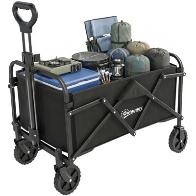 Outsunny Chariot de Jardin Pliable avec Roues Poignée Réglable Charge 68 kg pour Campagne Achat 81x45x89 cm Noir - Publicité Outsunny Chariot de Jardin Pliable avec Roues Poignée Réglable Charge 68 kg pour Campagne Achat 81x45x89 cm Noir - Publicité