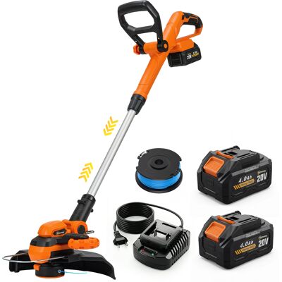 Outsunny Coupe-bordures sans fil 21 V avec 2x4,0 Ah Batteries et chargeur, largeur de coupe 25 cm, manche télescopique réglable - Publicité Outsunny Coupe-bordures sans fil 21 V avec 2x4,0 Ah Batteries et chargeur, largeur de coupe 25 cm, manche télescopique réglable - Publicité