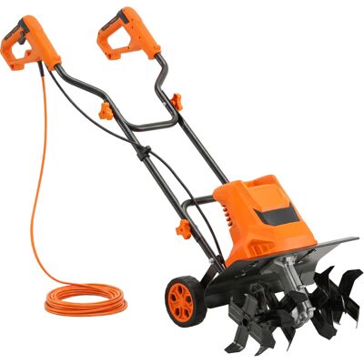 Outsunny Motobineuse électrique 1500W avec poignée pliable, largeur de travail 40 cm, profondeur de labour 9 cm, 6 lames, orange - Publicité Outsunny Motobineuse électrique 1500W avec poignée pliable, largeur de travail 40 cm, profondeur de labour 9 cm, 6 lames, orange - Publicité