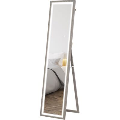HOMCOM Grand miroir pleine longueur, miroir mural ou sur pied rectangulaire, 40 x 160 cm avec éclairage LED 3 couleurs, gris - Publicité HOMCOM Grand miroir pleine longueur, miroir mural ou sur pied rectangulaire, 40 x 160 cm avec éclairage LED 3 couleurs, gris - Publicité