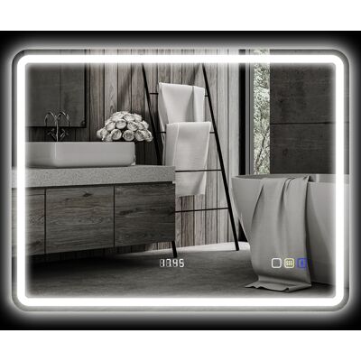 Miroir de salle de bain LED HOMCOM 70x90 cm avec Bluetooth, Horloge, Touch - Publicité Miroir de salle de bain LED HOMCOM 70x90 cm avec Bluetooth, Horloge, Touch - Publicité