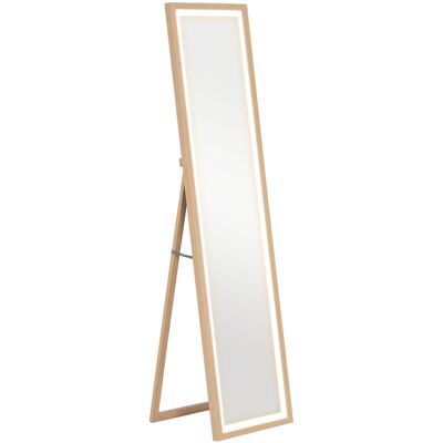 HOMCOM Grand miroir pleine longueur, miroir mural ou sur pied rectangulaire, 40 x 160 cm avec éclairage LED 3 couleurs, chêne - Publicité HOMCOM Grand miroir pleine longueur, miroir mural ou sur pied rectangulaire, 40 x 160 cm avec éclairage LED 3 couleurs, chêne - Publicité