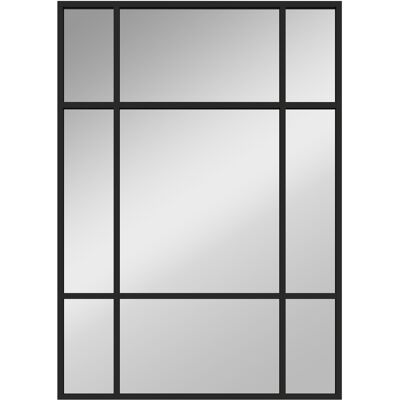 HOMCOM Miroir mural verrière rectangulaire style fenêtre, horizontal ou vertical avec 4 crochets, en métal noir - 50x70 cm - Publicité HOMCOM Miroir mural verrière rectangulaire style fenêtre, horizontal ou vertical avec 4 crochets, en métal noir - 50x70 cm - Publicité