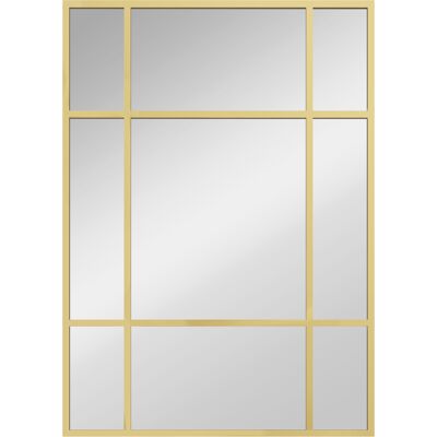 HOMCOM Miroir mural verrière rectangulaire style fenêtre, horizontal ou vertical avec 4 crochets, en métal doré - 50x70 cm - Publicité HOMCOM Miroir mural verrière rectangulaire style fenêtre, horizontal ou vertical avec 4 crochets, en métal doré - 50x70 cm - Publicité