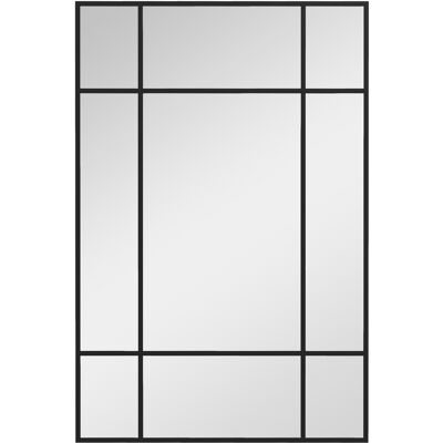 HOMCOM Miroir mural verrière rectangulaire style fenêtre, horizontal ou vertical avec 4 crochets, en métal noir - 90x60 cm - Publicité HOMCOM Miroir mural verrière rectangulaire style fenêtre, horizontal ou vertical avec 4 crochets, en métal noir - 90x60 cm - Publicité