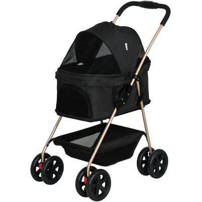 PawHut Poussette pour Chiens 3 en 1 Pliable avec Sac de Transport et Panier Inférieur, Noir - Publicité PawHut Poussette pour Chiens 3 en 1 Pliable avec Sac de Transport et Panier Inférieur, Noir - Publicité