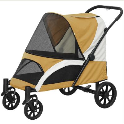 PawHut Poussette pour Chiens, Pliable Buggy pour Chiens Grandes Races, Chariot pour Animaux avec 4 Roues, Cordons de Sécurité, Freins, Marron - Publicité PawHut Poussette pour Chiens, Pliable Buggy pour Chiens Grandes Races, Chariot pour Animaux avec 4 Roues, Cordons de Sécurité, Freins, Marron - Publicité