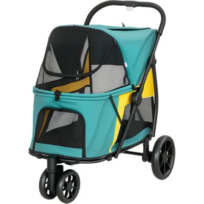 PawHut Poussette pour chien pliable buggy jusqu'à 20kg avec coussin, fenêtres en maille, poche arrière, 92 x 63 x 95 cm Vert foncé - Publicité PawHut Poussette pour chien pliable buggy jusqu'à 20kg avec coussin, fenêtres en maille, poche arrière, 92 x 63 x 95 cm Vert foncé - Publicité
