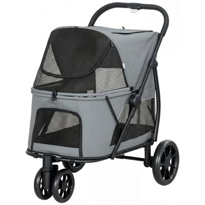 PawHut Poussette pour Chiens Pliable à 3 Roues Fenêtres en Maille Coussin Lavable Tout-Terrain Charge 20 kg 92x63x95 cm Gris - Publicité PawHut Poussette pour Chiens Pliable à 3 Roues Fenêtres en Maille Coussin Lavable Tout-Terrain Charge 20 kg 92x63x95 cm Gris - Publicité