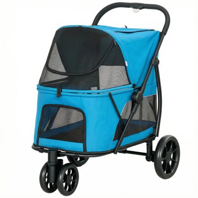 PawHut Poussette pour Chien Pliable 3 Roues Fenêtres en Maille Coussin Lavable Tout-Terrain Charge 20 kg 92x63x95 cm Bleu - Publicité PawHut Poussette pour Chien Pliable 3 Roues Fenêtres en Maille Coussin Lavable Tout-Terrain Charge 20 kg 92x63x95 cm Bleu - Publicité