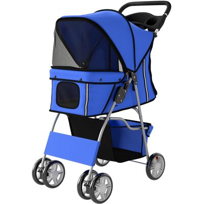 PawHut Poussette buggy pliable animaux chariot pliante chien chat porte-gobelet panier de rangement 75 x 45 x 97 cm bleu - Publicité PawHut Poussette buggy pliable animaux chariot pliante chien chat porte-gobelet panier de rangement 75 x 45 x 97 cm bleu - Publicité