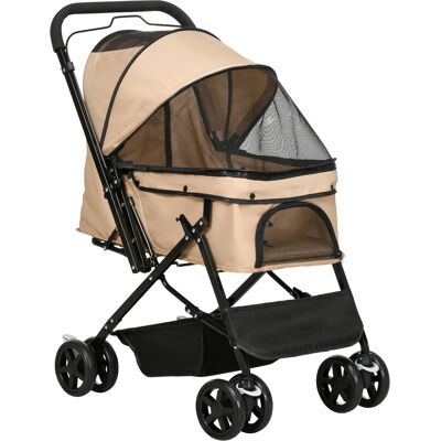 PawHut Poussette pour chien animaux de compagnie pliable 4 roues EVA guidon réglable panier 76,5 x 52 x 95 cm marron - Publicité PawHut Poussette pour chien animaux de compagnie pliable 4 roues EVA guidon réglable panier 76,5 x 52 x 95 cm marron - Publicité