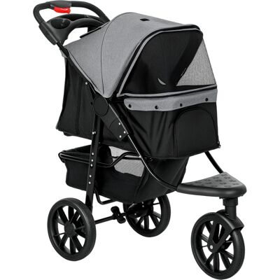 PawHut Chariot pour Chiens Poussette pour Animaux avec 3 Roues pliable Chien Chat Oxford Gris+Noir 109,5 x 57,5 x 106,5 cm - Publicité PawHut Chariot pour Chiens Poussette pour Animaux avec 3 Roues pliable Chien Chat Oxford Gris+Noir 109,5 x 57,5 x 106,5 cm - Publicité