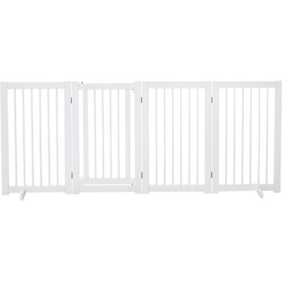 PawHut Barrière Autoportante de Sécurité pour Chiens 4 Panneaux, 220x91cm, Pliable Porte, avec 2 Pieds de Soutien, Bois, pour Couloir, Escalier Blanc - Publicité PawHut Barrière Autoportante de Sécurité pour Chiens 4 Panneaux, 220x91cm, Pliable Porte, avec 2 Pieds de Soutien, Bois, pour Couloir, Escalier Blanc - Publicité