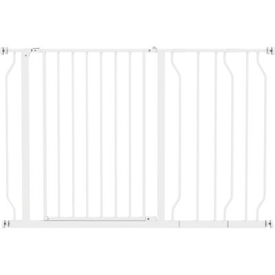PawHut Barrière de sécurité barrière pour animal domestique longueur réglable dim. 75-115L x 76H cm blanc - Publicité PawHut Barrière de sécurité barrière pour animal domestique longueur réglable dim. 75-115L x 76H cm blanc - Publicité