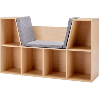 HOMCOM Étagère pour Enfants 2 en 1 Étagère + Banc avec Coussin 103 cm × 30 cm × 62 cm Blanc + Gris - Publicité HOMCOM Étagère pour Enfants 2 en 1 Étagère + Banc avec Coussin 103 cm × 30 cm × 62 cm Blanc + Gris - Publicité