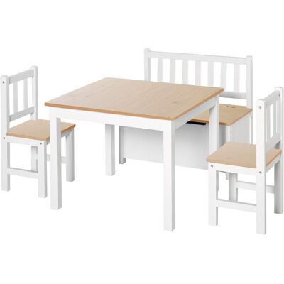 HOMCOM - 312-001GY/001 - Blanc - Ensemble table et chaises pour enfants - Publicité HOMCOM - 312-001GY/001 - Blanc - Ensemble table et chaises pour enfants - Publicité