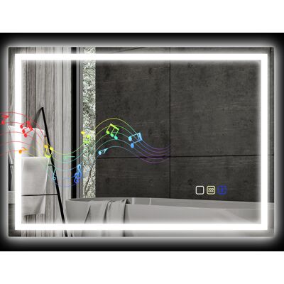 HOMCOM Miroir de Salle de Bain Anti-buée avec Lumières LED Réglables, Enceinte Bluetooth, Boutons Tactiles, 50x70 cm - Publicité HOMCOM Miroir de Salle de Bain Anti-buée avec Lumières LED Réglables, Enceinte Bluetooth, Boutons Tactiles, 50x70 cm - Publicité