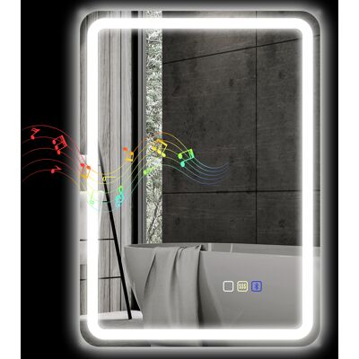 HOMCOM Miroir de Salle de Bain LED avec Bluetooth, Éclairage Réglable et Fonction Mémoire, en Verre Trempé, 70x50x3.5 cm - Publicité HOMCOM Miroir de Salle de Bain LED avec Bluetooth, Éclairage Réglable et Fonction Mémoire, en Verre Trempé, 70x50x3.5 cm - Publicité