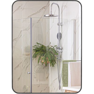 HOMCOM Miroir Salle de Bain avec Cadre en Métal et Crochet, 60x2,5x80 cm, Noir - Publicité HOMCOM Miroir Salle de Bain avec Cadre en Métal et Crochet, 60x2,5x80 cm, Noir - Publicité