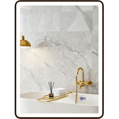 HOMCOM Miroir LED de salle de bains anti-buée Miroir maquillage dimmable avec éclairage 80 x 60 cm Cadre noir - Publicité HOMCOM Miroir LED de salle de bains anti-buée Miroir maquillage dimmable avec éclairage 80 x 60 cm Cadre noir - Publicité