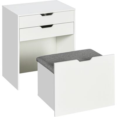 HOMCOM Coiffeuse de maquillage avec tabouret caché, miroir abattant, tiroir et 7 compartiments, tabouret avec rangement, blanc - Publicité HOMCOM Coiffeuse de maquillage avec tabouret caché, miroir abattant, tiroir et 7 compartiments, tabouret avec rangement, blanc - Publicité
