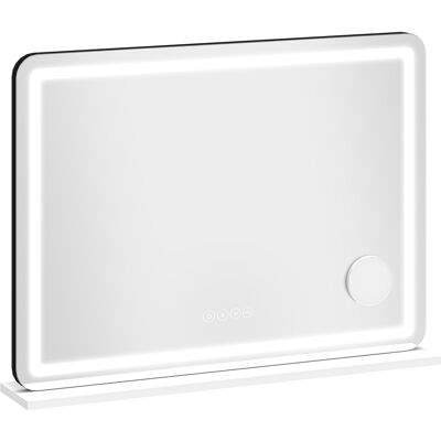 HOMCOM Miroir maquillage lumineux 80x60cm, miroir coiffeuse LED dimmable, lumière RGB, 3 températures de couleur, blanc - Publicité HOMCOM Miroir maquillage lumineux 80x60cm, miroir coiffeuse LED dimmable, lumière RGB, 3 températures de couleur, blanc - Publicité