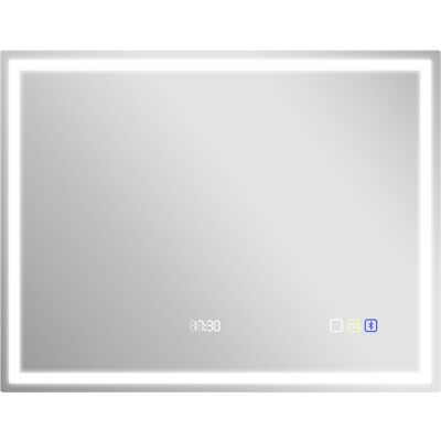 HOMCOM Miroir salle de bain LED bluetooth 90 x 70 cm interrupteur tactile lumière réglable 3 couleurs anti-buée mémoire argent - Publicité HOMCOM Miroir salle de bain LED bluetooth 90 x 70 cm interrupteur tactile lumière réglable 3 couleurs anti-buée mémoire argent - Publicité