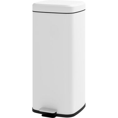 HOMCOM Poubelle de cuisine 30L blanc - Couvercle silencieux, pédale, seau amovible - Publicité HOMCOM Poubelle de cuisine 30L blanc - Couvercle silencieux, pédale, seau amovible - Publicité
