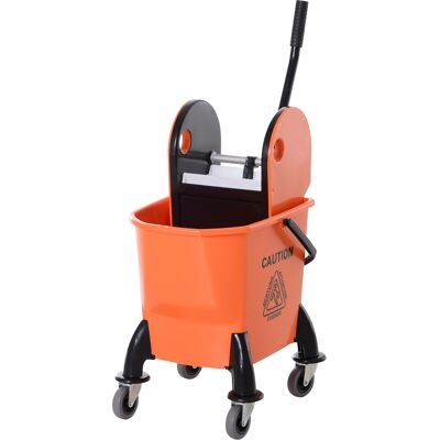 Chariot de nettoyage HOMCOM 26L avec essoreur - Orange - Publicité Chariot de nettoyage HOMCOM 26L avec essoreur - Orange - Publicité