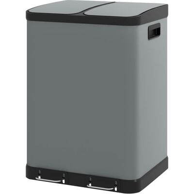 HOMCOM Poubelle double 30L en métal avec pédale - Bac à déchets pour cuisine et bureau - Publicité HOMCOM Poubelle double 30L en métal avec pédale - Bac à déchets pour cuisine et bureau - Publicité
