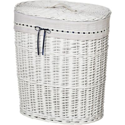 Panier à linge HOMCOM avec couvercle - Blanc - 15kg - Publicité Panier à linge HOMCOM avec couvercle - Blanc - 15kg - Publicité