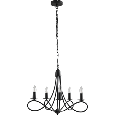 HOMCOM Lustre Classique Style Rétro Cadre en Fer avec 5 Douilles E14 Design Pliable Angle Réglable Ø 58 x 45 cm Noir aosom france - Publicité HOMCOM Lustre Classique Style Rétro Cadre en Fer avec 5 Douilles E14 Design Pliable Angle Réglable Ø 58 x 45 cm Noir aosom france - Publicité