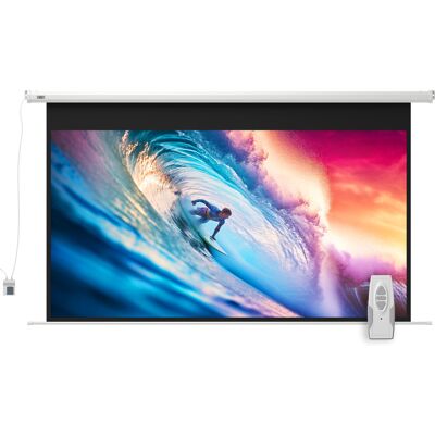 HOMCOM Écran pour projecteur 254 cm 16:9 motorisé avec télécommande, 251x8x168 cm, Blanc - Publicité HOMCOM Écran pour projecteur 254 cm 16:9 motorisé avec télécommande, 251x8x168 cm, Blanc - Publicité