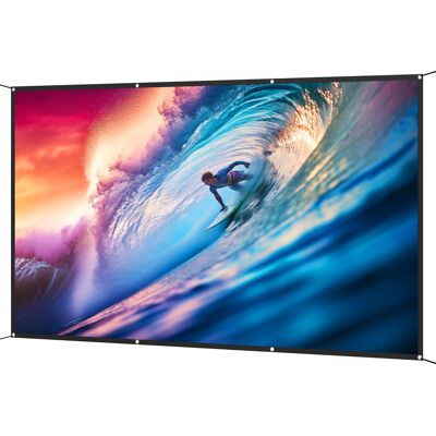 HOMCOM Toile de Projection Manuelle 305 cm Format 16:9 HD 4K/8K pour Intérieur et Extérieur Blanc - Publicité HOMCOM Toile de Projection Manuelle 305 cm Format 16:9 HD 4K/8K pour Intérieur et Extérieur Blanc - Publicité