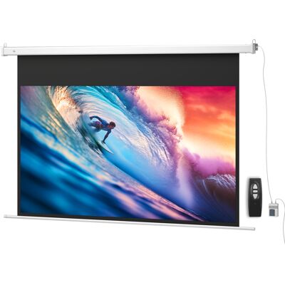 HOMCOM Écran pour projecteur 213,4 cm avec télécommande, en PVC et métal, 212x8x150 cm, Blanc - Publicité HOMCOM Écran pour projecteur 213,4 cm avec télécommande, en PVC et métal, 212x8x150 cm, Blanc - Publicité