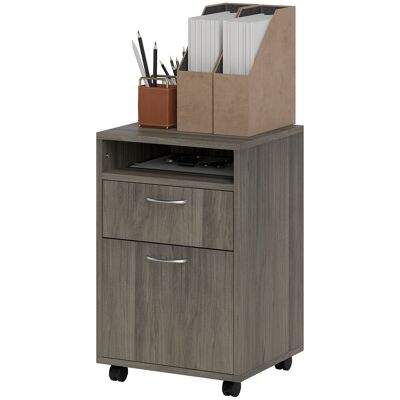 HOMCOM Caisson porte-documents à 4 roulettes avec étagère ouverte et tiroirs, en bois et métal, 40x35x60 cm, Gris - Publicité HOMCOM Caisson porte-documents à 4 roulettes avec étagère ouverte et tiroirs, en bois et métal, 40x35x60 cm, Gris - Publicité