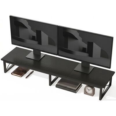 HOMCOM Support Moniteur Bureau, Rehausseur en Bois avec 2 Compartiments de Rangement, Noir - Publicité HOMCOM Support Moniteur Bureau, Rehausseur en Bois avec 2 Compartiments de Rangement, Noir - Publicité