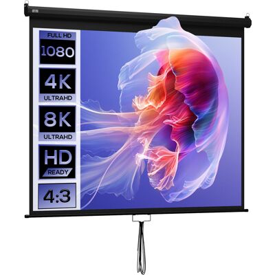 HOMCOM Écran de Projection 120" 4:3 HD 4K, Boîtier en Métal, Écran Hauteur Réglable Manuellement, 244x183cm, Noir - Publicité HOMCOM Écran de Projection 120" 4:3 HD 4K, Boîtier en Métal, Écran Hauteur Réglable Manuellement, 244x183cm, Noir - Publicité