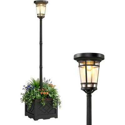 Outsunny Lanterne solaire sur pied avec jardinière 195 cm Lampe d'extérieur pour jardin avec 2 niveaux de luminosité Capteur crépusculaire Interrupteur IP44 - Publicité Outsunny Lanterne solaire sur pied avec jardinière 195 cm Lampe d'extérieur pour jardin avec 2 niveaux de luminosité Capteur crépusculaire Interrupteur IP44 - Publicité