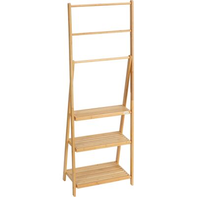 kleankin Porte-serviettes en bambou avec 3 porte-serviettes et 3 étagères de rangement, bois naturel - Publicité kleankin Porte-serviettes en bambou avec 3 porte-serviettes et 3 étagères de rangement, bois naturel - Publicité