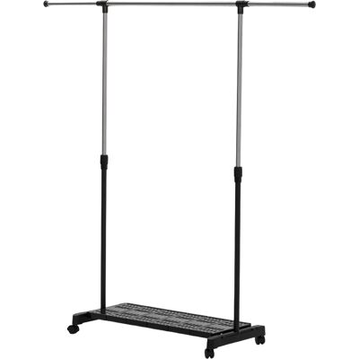 HOMCOM Séchoir Extensible avec Roulettes avec Barre en Acier Inoxydable et Étagère pour Chaussures 159x42x168 cm Noir et Argent - Publicité HOMCOM Séchoir Extensible avec Roulettes avec Barre en Acier Inoxydable et Étagère pour Chaussures 159x42x168 cm Noir et Argent - Publicité