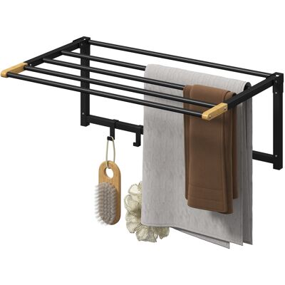 HOMCOM Porte-serviettes mural pliant 5 barres et 6 crochets pour serviettes salle de bain 60 cm noir - Publicité HOMCOM Porte-serviettes mural pliant 5 barres et 6 crochets pour serviettes salle de bain 60 cm noir - Publicité
