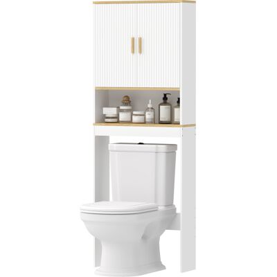 HOMCOM Meuble WC rangement au-dessus des toilettes 3 niveaux étagère de toilettes avec étagères réglables, 64x20x170,5cm, blanc - Publicité HOMCOM Meuble WC rangement au-dessus des toilettes 3 niveaux étagère de toilettes avec étagères réglables, 64x20x170,5cm, blanc - Publicité